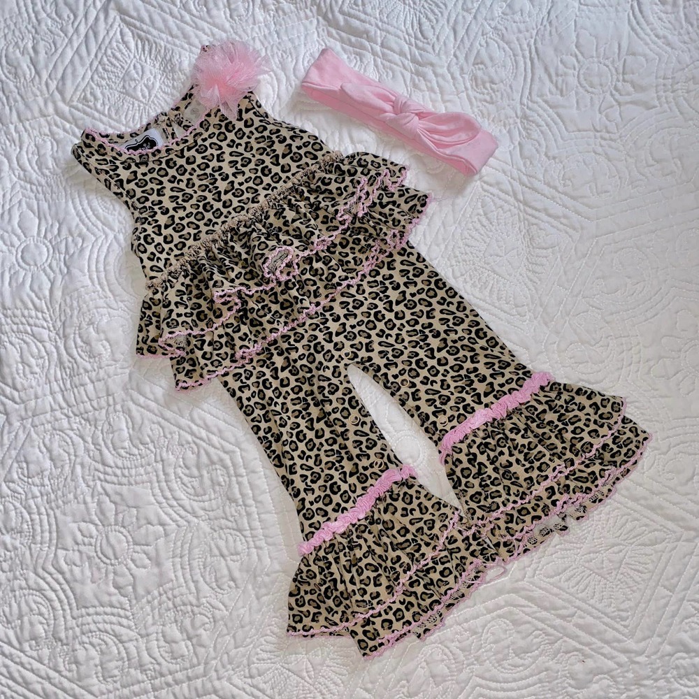 3-6m Baby MUD PIE Pink/Leopard One Piece Headband